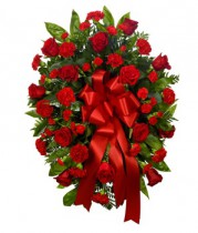 Funeral wreath of roses and carnations